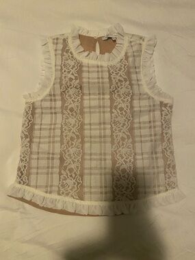 English Factory White Lace Ruffle Blouse